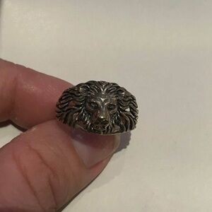 Intricate Silver Lion Head Ring
